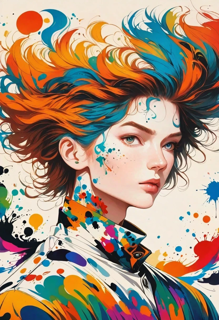Male silhouette:jock:Dynamic poses:contour,ink splatter,Bold Colors,dynamically,rich and colorful,An abstract painting,Look closely,Like a person,artwork,mystery,design
