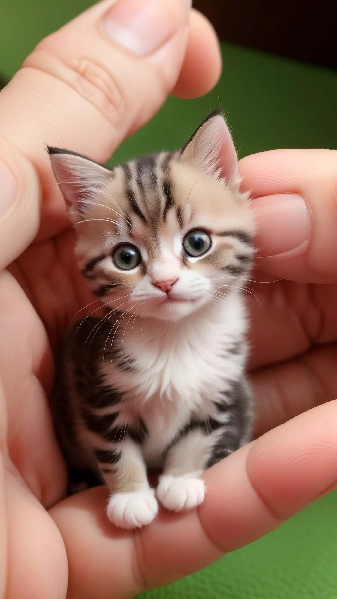 A miniature kitten，The size is only one centimeter，The cat is only 1 cm old，microcosm