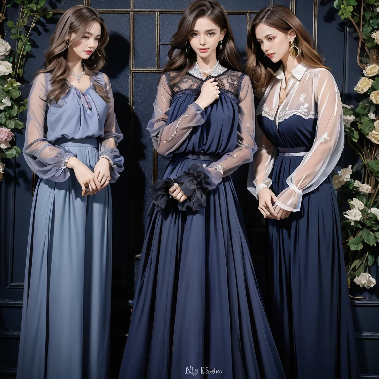(masterpiece, highest quality, highest quality), (((Perfect body))),Ragged hair,Middle Hair,Chignon Hair,(((Ash brown hair color))),beautifully,Mysterious:1.2, (One Girl:1.3), Very detailed, Mature Woman,A kind smile,(((Dark blue jumpsuit))),Boston-type glasses, (Mouth closed), (highest qualityのmasterpiece:1.2) Delicate illustrations, Most detailed,Very thin body, ((Monogram lace)),((Chiffon long skirt、Chiffon blouse:1.3)) 、Single Blade,patterned high heels, Big Breasts, Book_stack, library, ((vine)), Looking at the audience,whole body,Elegant high heels,(Shiny skin), (Many colors:1.4), ,(Earrings),((necklace)),