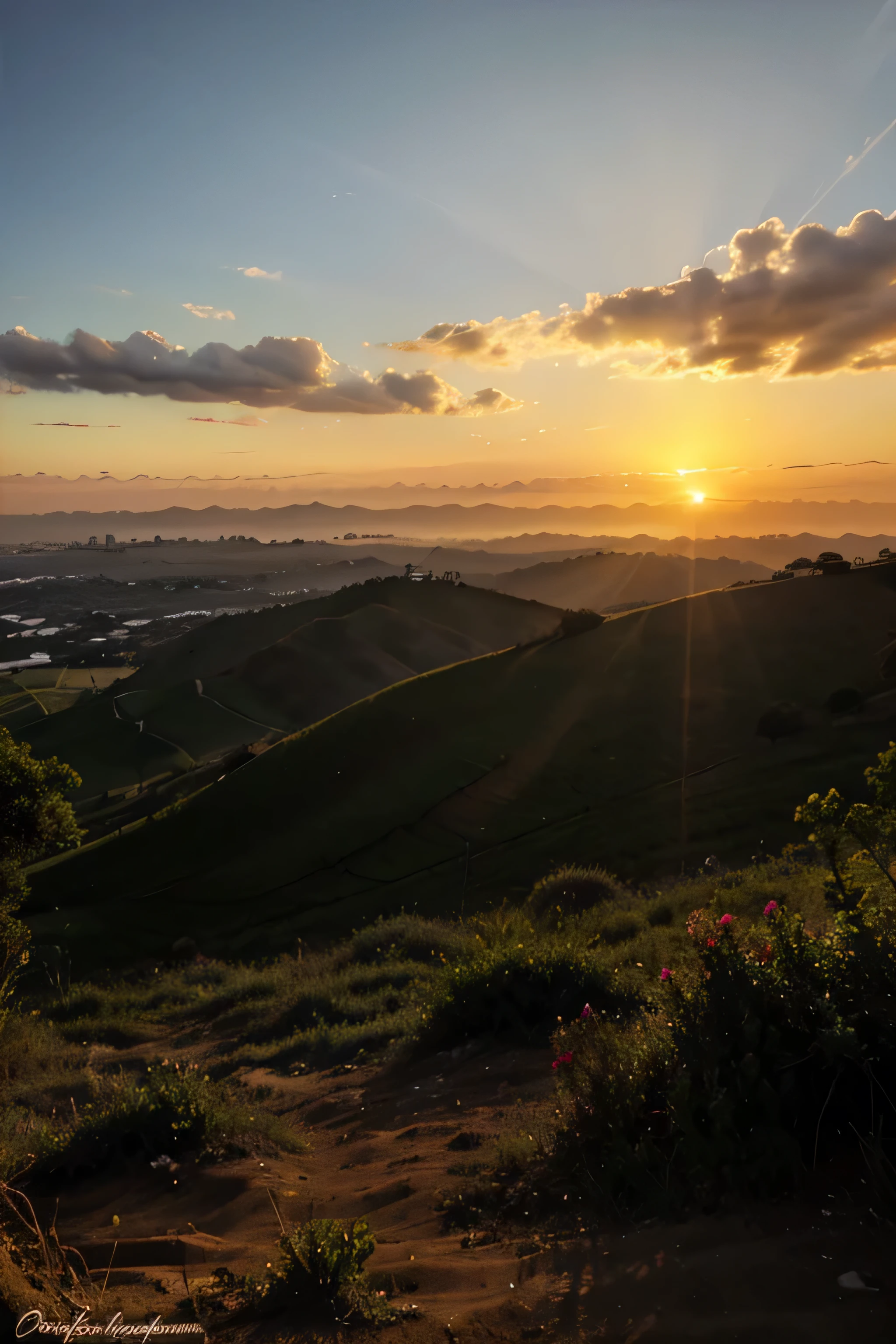 paisagem com um por do sol