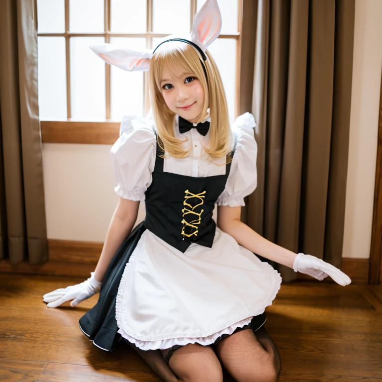 rabbit, Blonde, Female Lover, Maid costume, Medium Length Hair, Otokonoko, Four legs, rabbit,