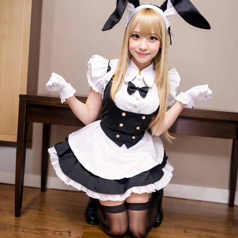 rabbit, Blonde, Maid costume, Medium Length Hair, Otokonoko, Four legs, rabbit,