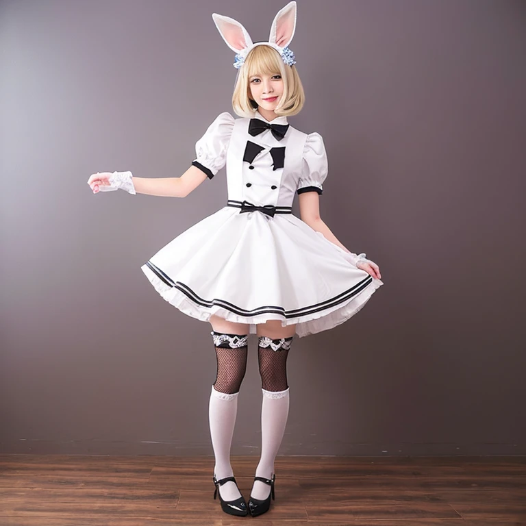rabbit, Blonde, Hollow maid outfit, Medium Length Hair, Otokonoko, Four legs, rabbit,