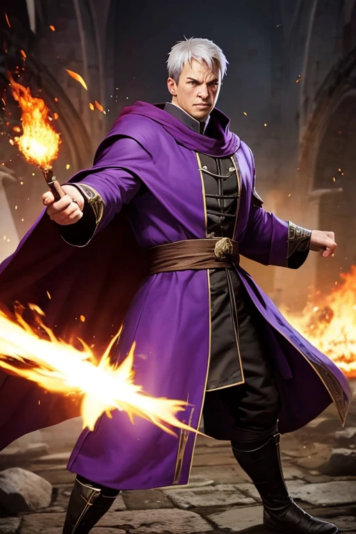 Anglican priest , mortal kombat style , fighter , super power, purple robe