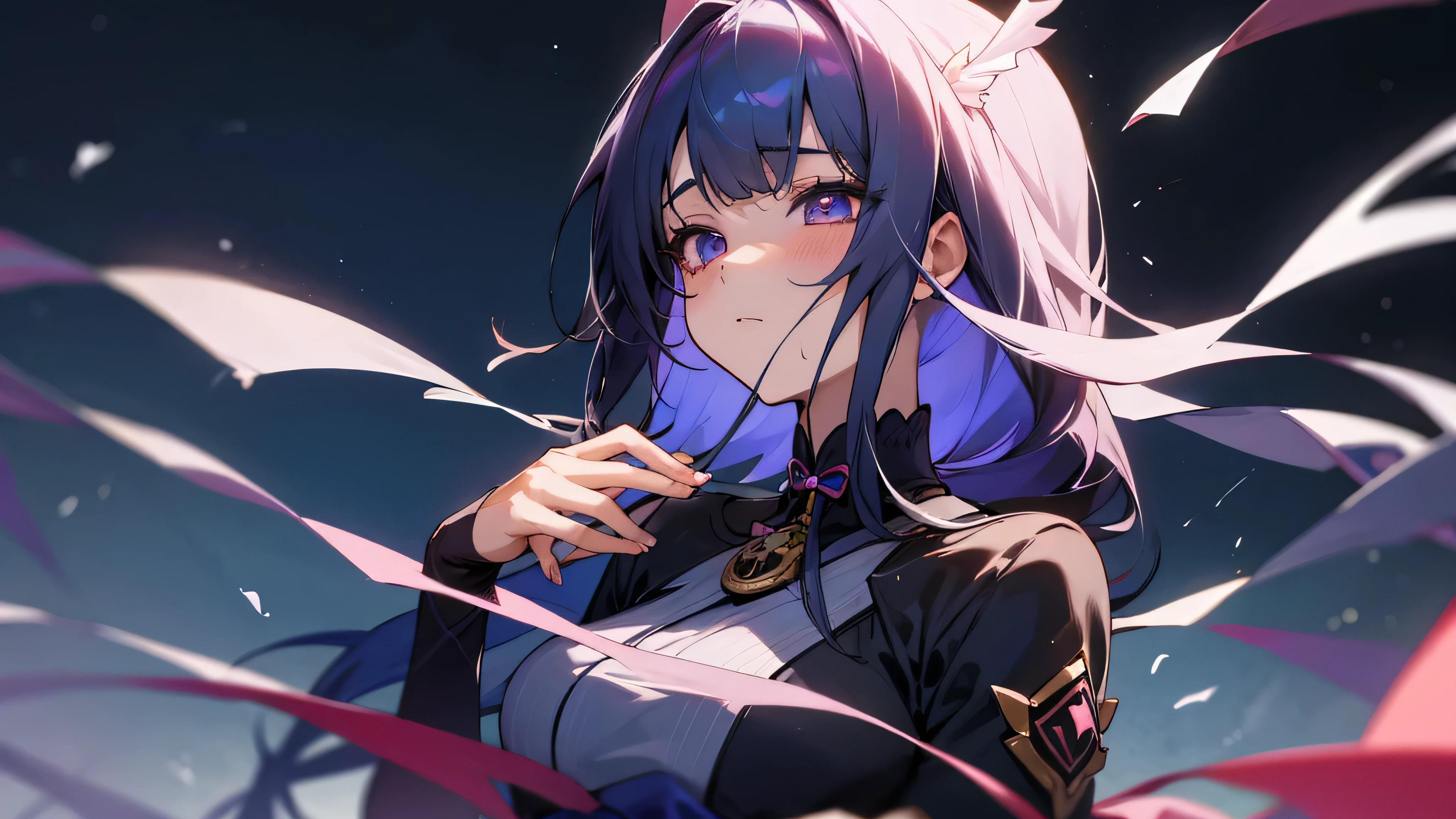 highquality, Ninja, Purple Hair, Asymmetrical braids, side, Raise your arms, Sweat, Smell fetish