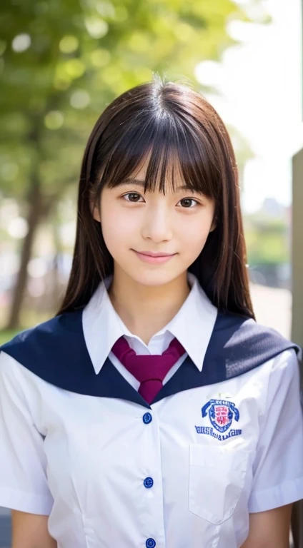 highest quality, Beautiful Japanese Women, student, uniform, White shirt, Young Face, 17 years old,Shortcuts