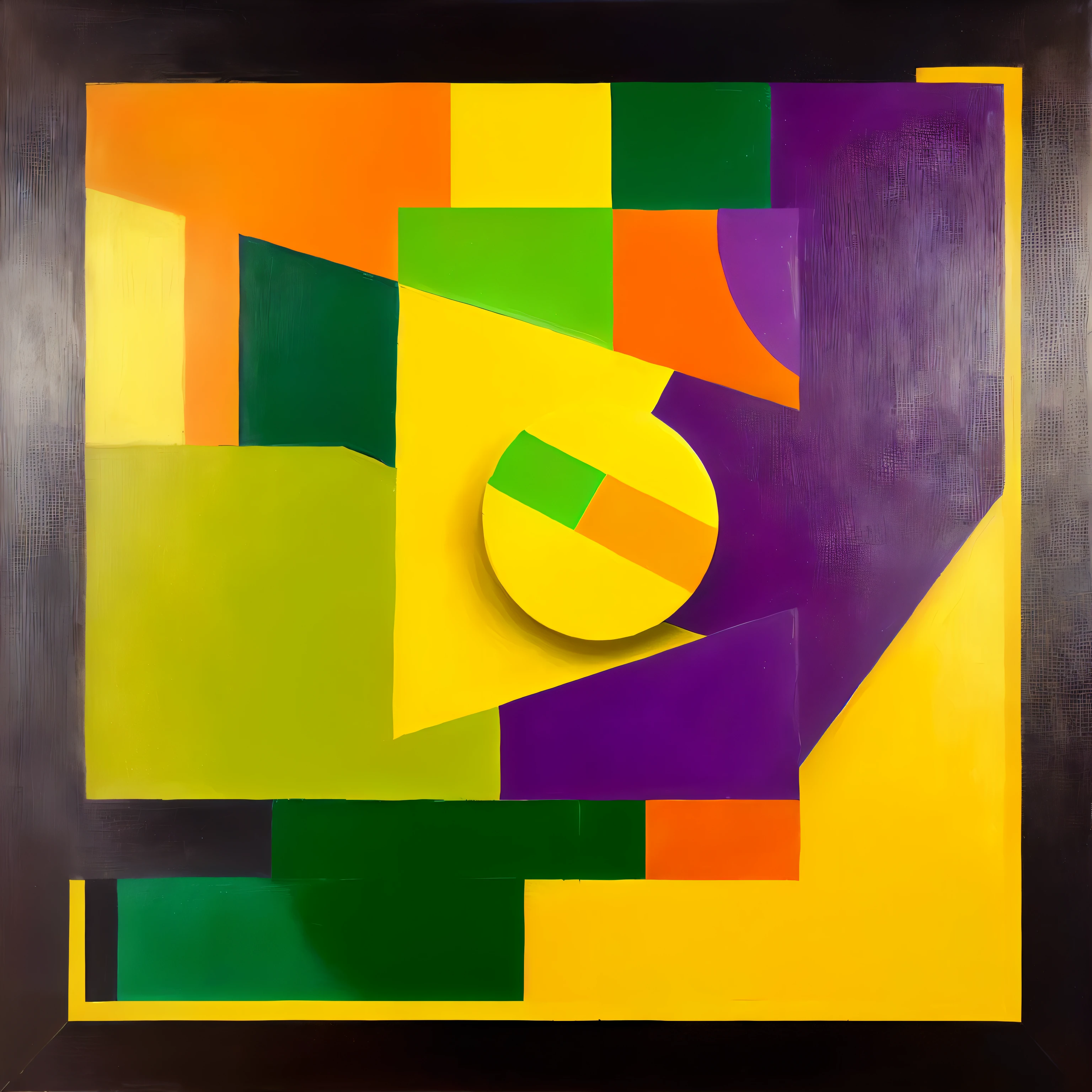 a close up of a painting of a flag on a yellow background, untitled, ivan chermayeff, thiago lehmann, 'untitled 9 ', geometric abstraction, yellow purple green, inspired by Hans Hofmann, bauhaus style painting, inspired by Sophie Taeuber-Arp, inspired by Kenneth Noland, daniel richter, bram sels, martin emond