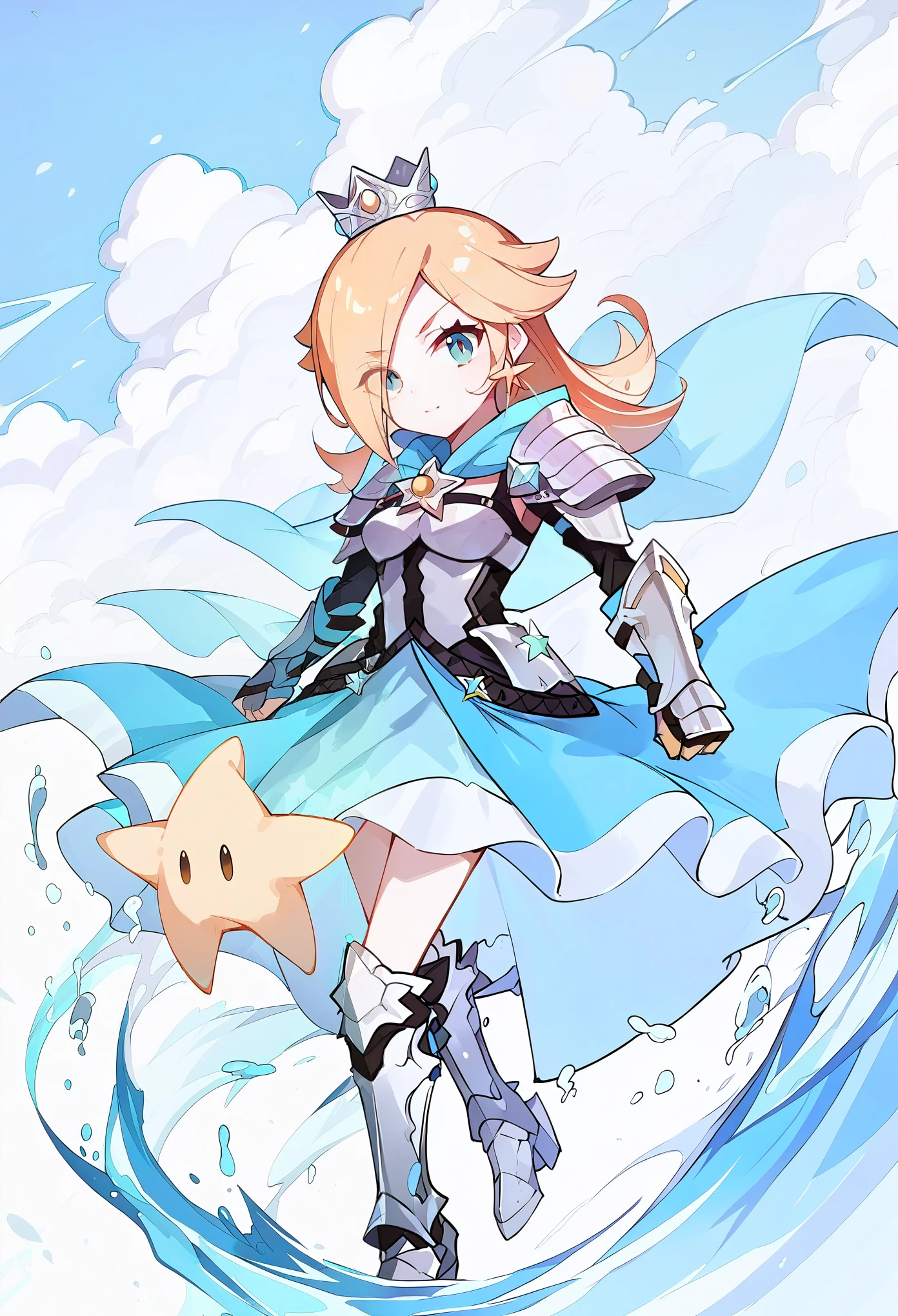 Score_9, score_8_up, score_7_up, rating_safe, princess rosalina, wearing armor:1.4, alternate costume, source_anime, chibi, zinogre 