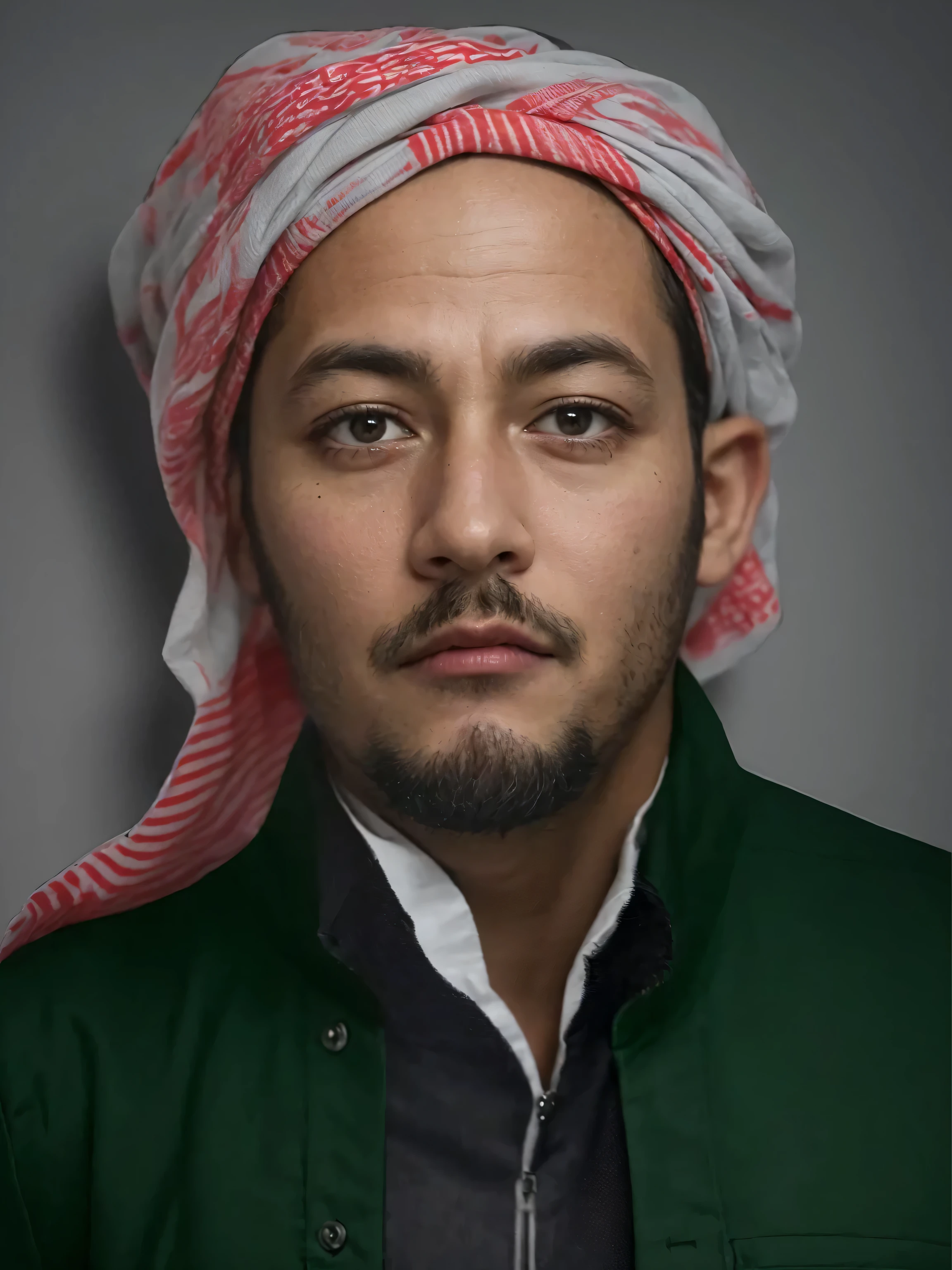 Make this photo look detailed & realistic, afared a man with a turban and black shirt, 6 0 years old man, colorized portrait, detailed potrait, perfect potrait, perfect potrait, realistic potrait, realistic 32k