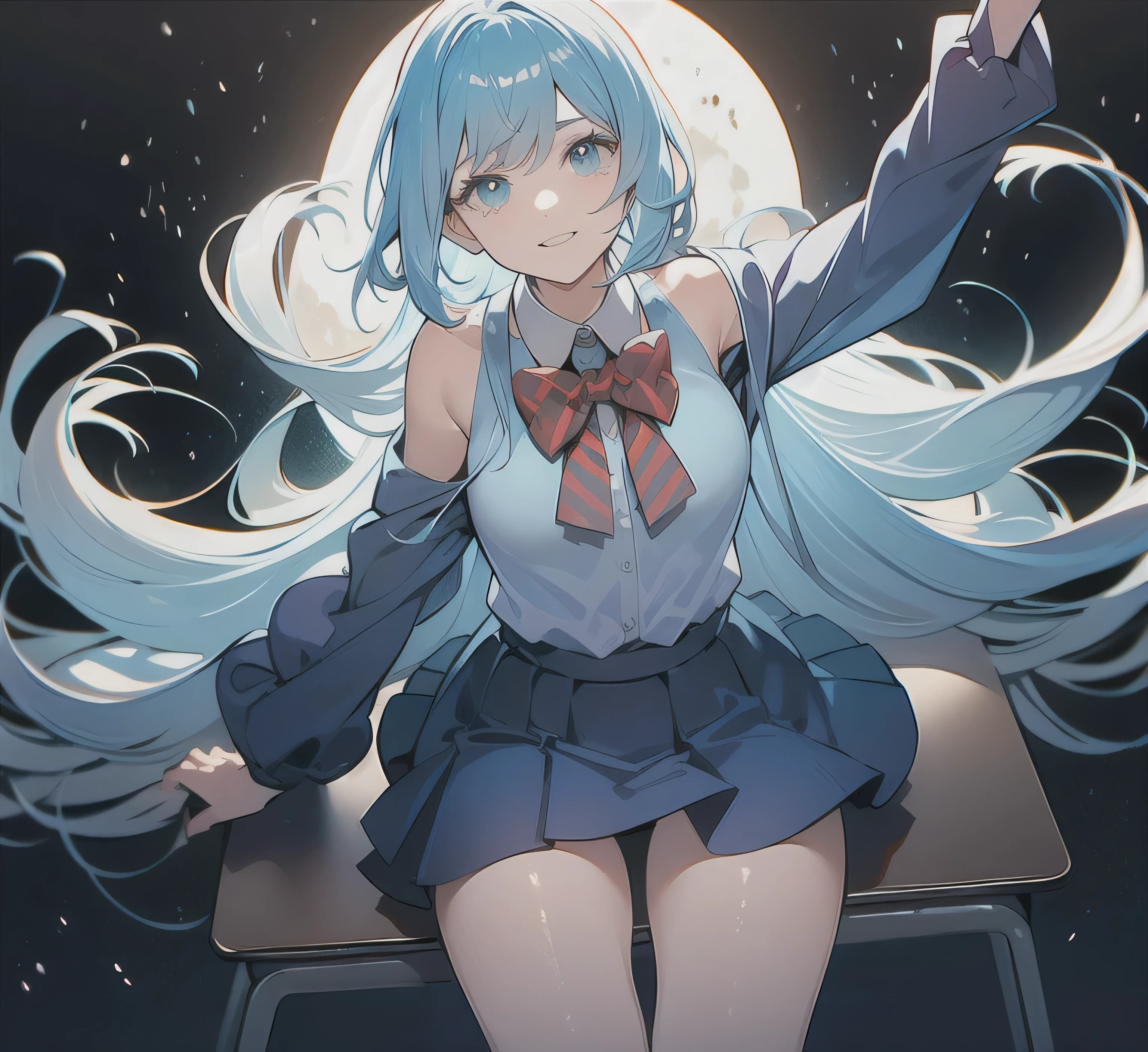 ((melhor qualidade)), ((obra de arte)), (detalhado), rosto perfeito
((melhor qualidade)), ((obra de arte)), (detalhado), rosto perfeito
Uma garota. Cabelo curto, com franja grande. Anime estilo 2000s. Olhos da cor vermelho escuro. Anime antigo. Roupa escolar azul. she is sitting at a school desk. Anime antigo.