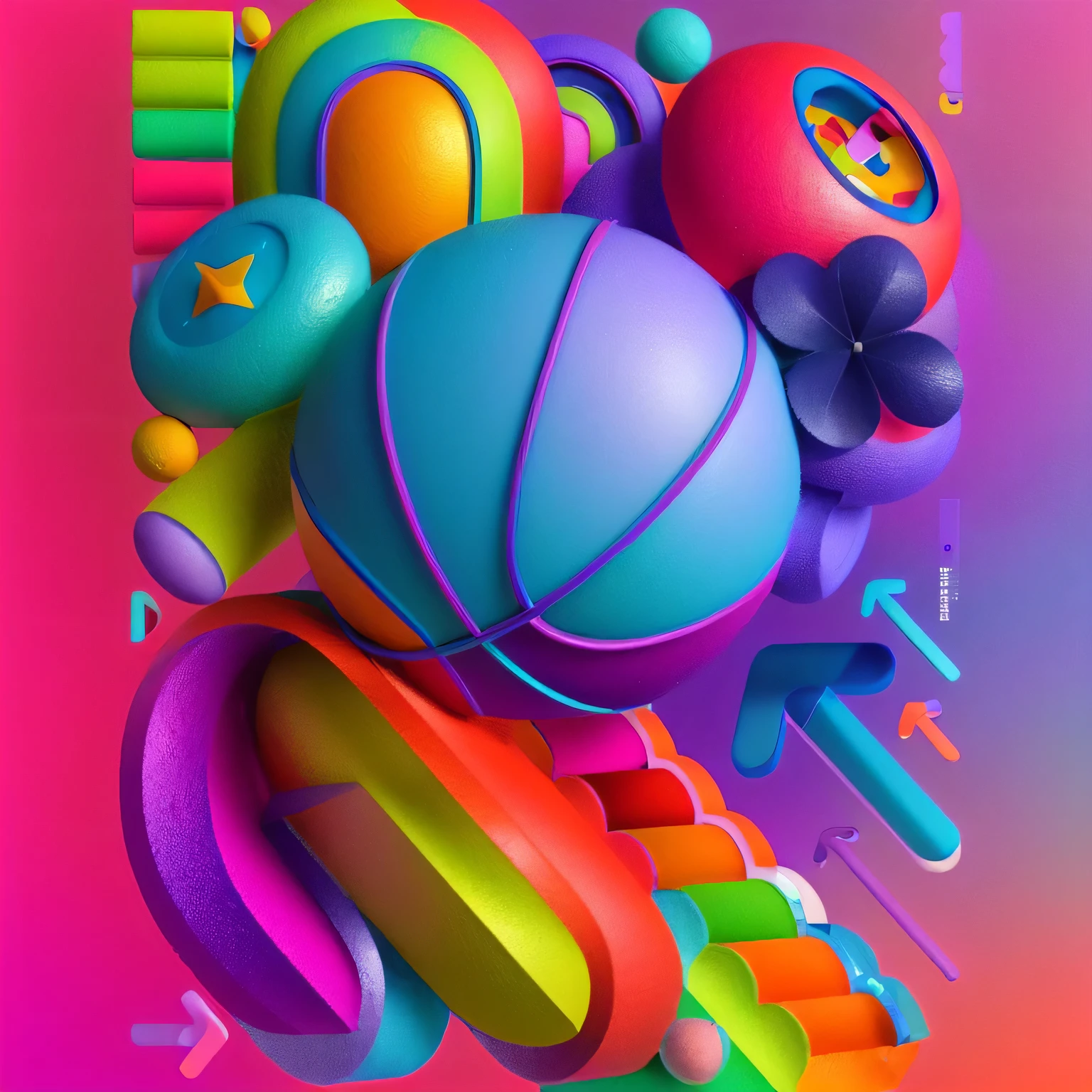 a close up of a colorful object with a large ball, pastel colourful 3 d, 3d grainy aesthetic illustration, trend on behance 3d art, trend on behance 3 d art, 3d matte illustration, stylized 3 d graphics, colorful illustration, 2d/3d mashup poster design, 9 0 s colors and shapes, retro 3 d graphics