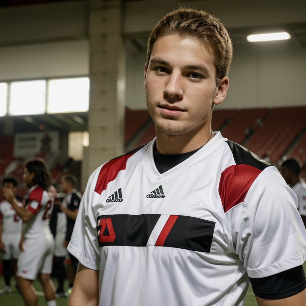 White-skinned football player playing for São Paulo football club