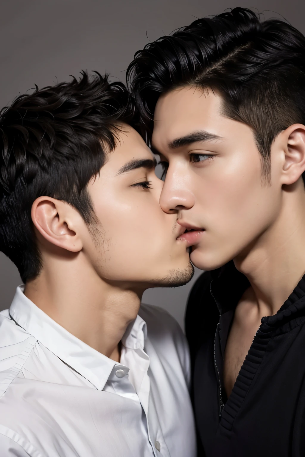 Two hot males kissing