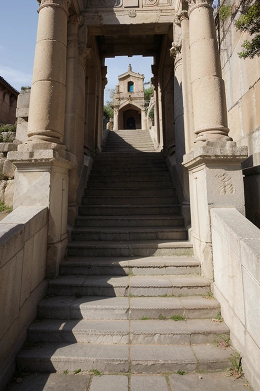 ((best quality)), ((masterpiece)), (detailed), Ancient city outdoor stairs
