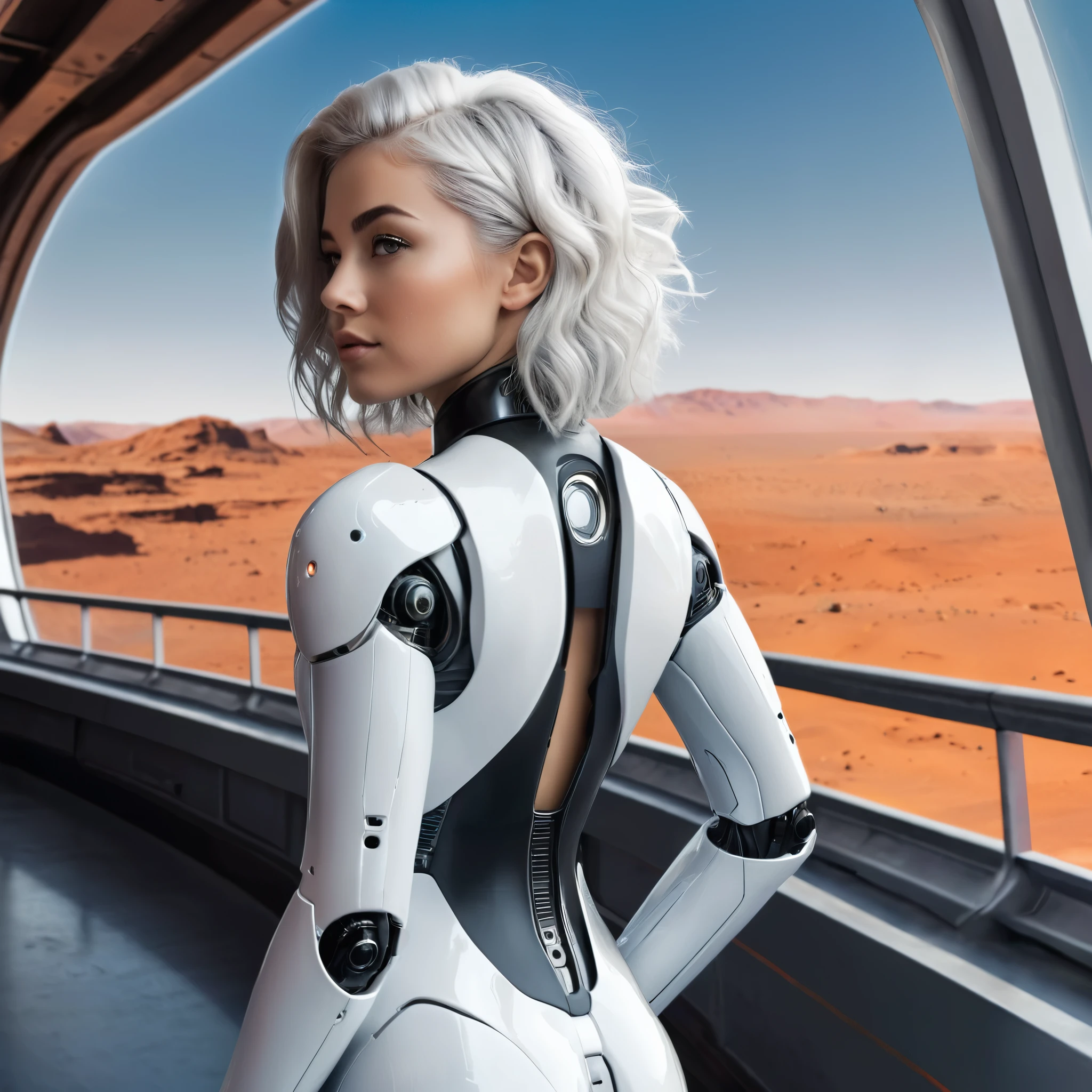 <lora:android_v3:.5> android, brushed metal, outside. mars, red planet