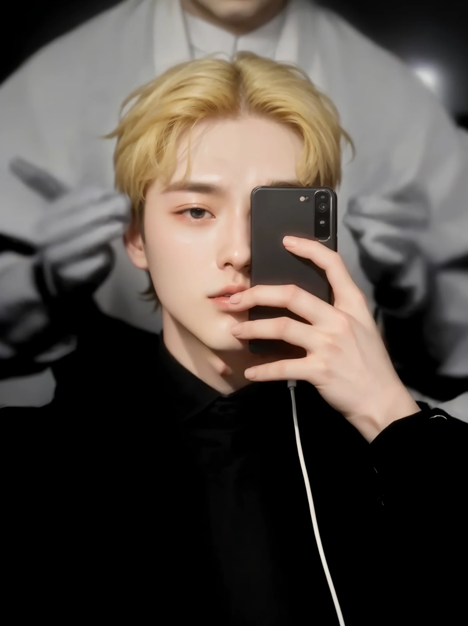 There's a man taking a picture with his cell phone, Jung Jaehyun, inspirado en Yanjun Cheng, inspirado en jeonseok lee, kim taejin, cai xukun, 8k selfie photography, fondo del telefono, retrato nft, Kim Doyoung, ( ( Flip de bits | Dios del arte de la IA ) ), phone wallpaper 4k, jinyoung shin