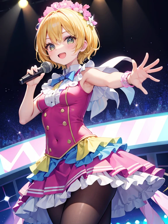 Chica idol, pose alegre, dynamic pose, cuerpo completo