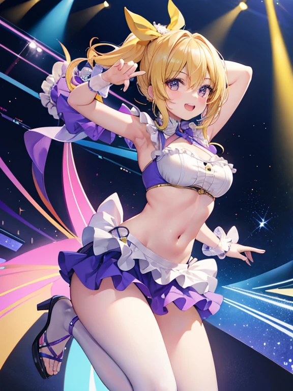 Chica idol, pose alegre, dynamic pose, cuerpo completo