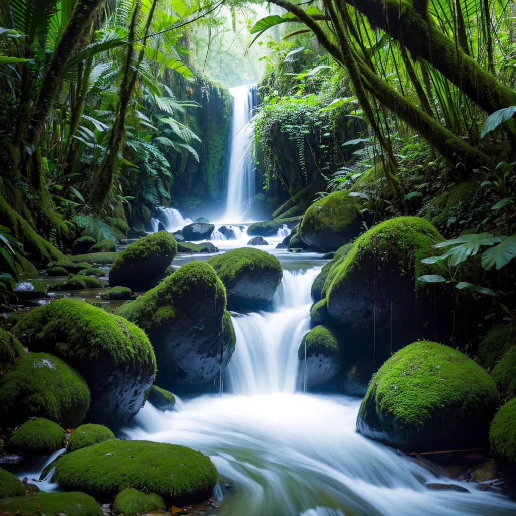 stream inside pristine rainforest