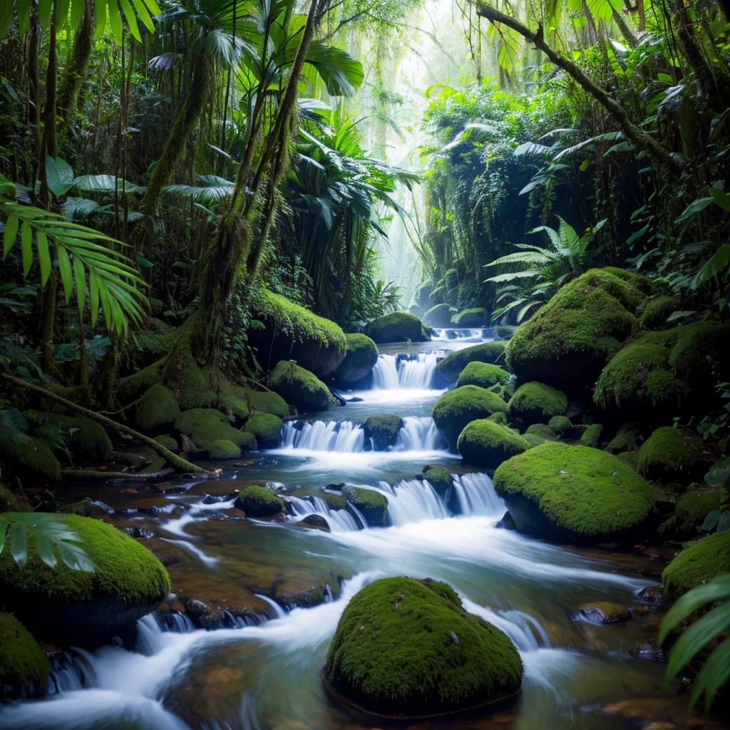 stream inside pristine rainforest