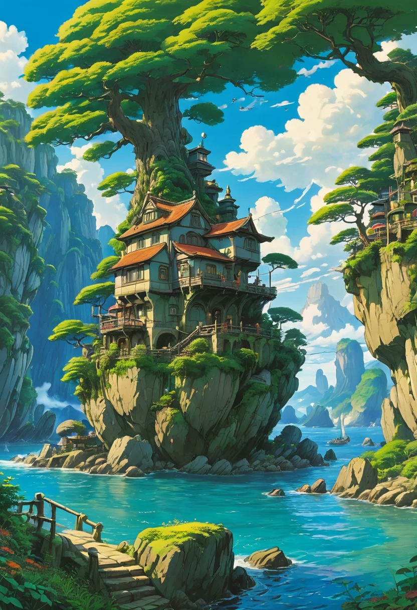 by Studio Ghibli and Clyde Caldwells, best quality, masterpiece, very aesthetic, perfect composition, intricate details, ultra-detailed