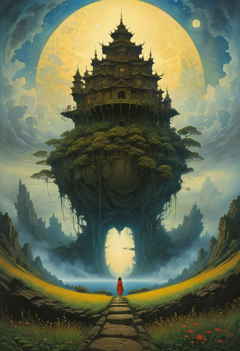 by Studio Ghibli and Zdzisław Beksiński, best quality, masterpiece, very aesthetic, perfect composition, intricate details, ultra-detailed