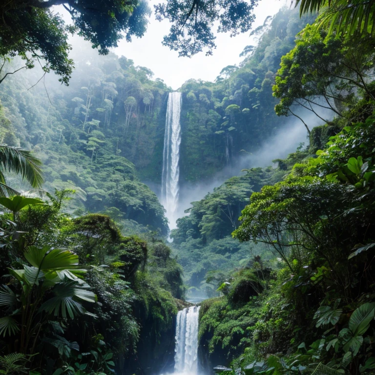 inside pristine rainforest from groud to the top