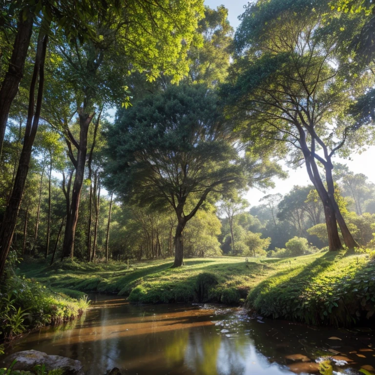 foto ultra realista de uma floresta com muitas arvores sem lego ou agua