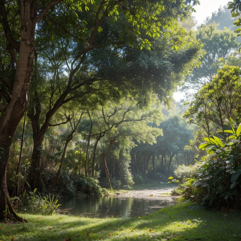 foto ultra realista de uma floresta com muitas arvores sem lego ou agua