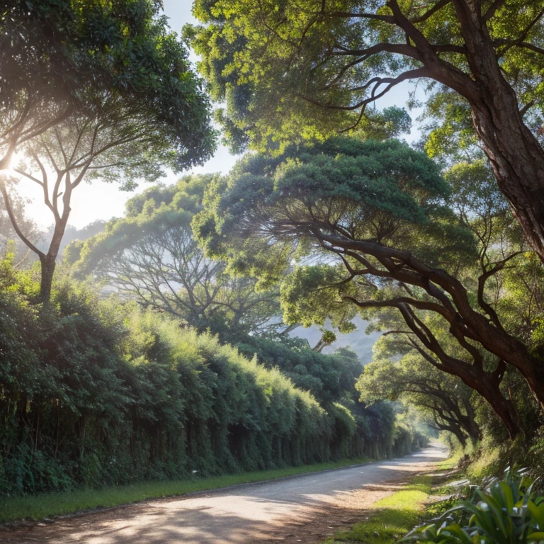 foto ultra realista de arvores em uma floresta com muitas arvores sem lagos ou agua na imagem