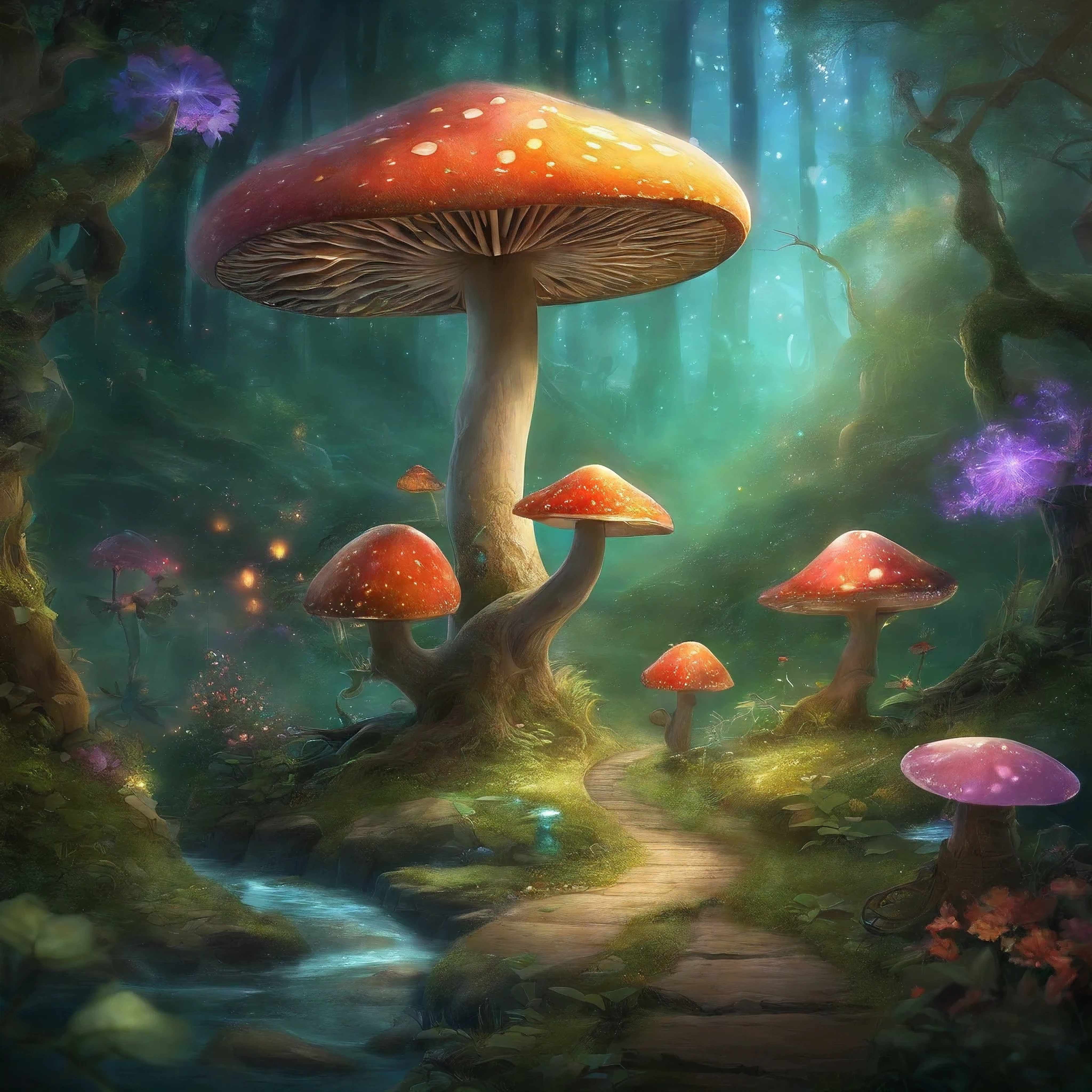 (best quality,4k,8k,highres,masterpiece:1.2),ultra-detailed,
(realistic,photorealistic,photo-realistic:1.37),
whimsical mushroom, enchanted atmosphere, magical forest,
unique patterns, vibrant colors, intricate details,
dreamlike scenery, sparkling fairy dust, hidden treasures,
mysterious allure, ethereal beauty, surreal charm,
fantastical elements, whimsical surprises, playful imagination,
storybook inspiration, mystical aura, enchanted woodland,
curiosity and wonder, captivating spectacle, mesmerizing artistry.