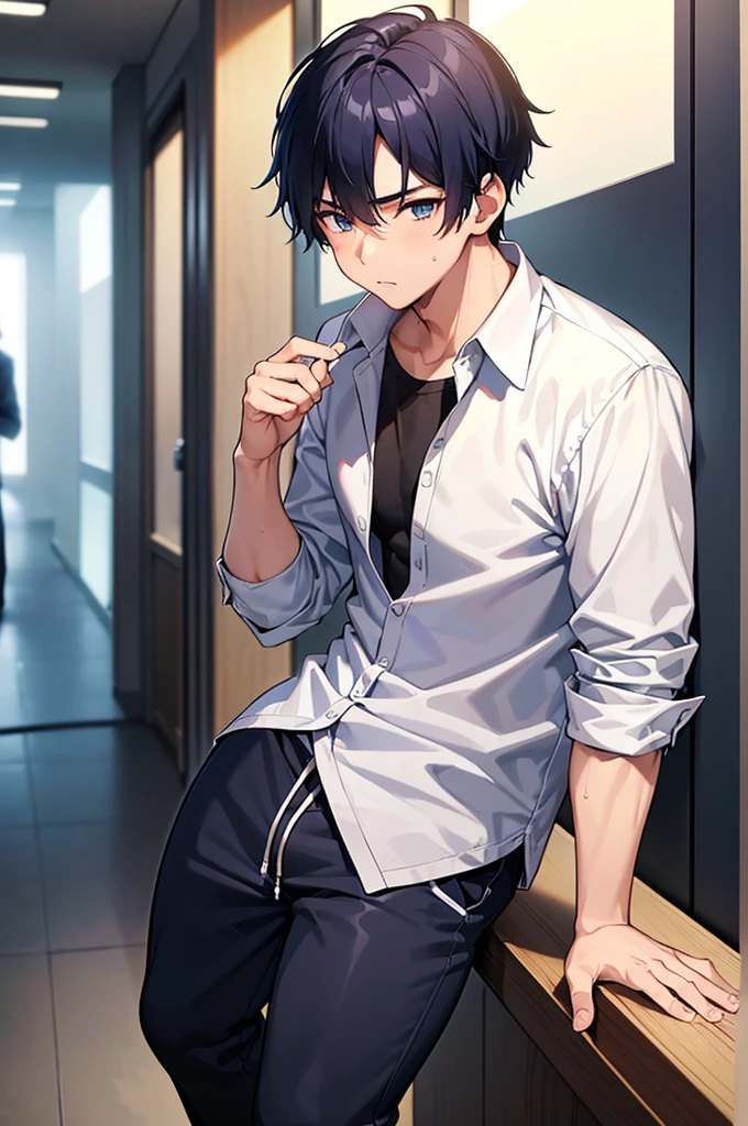 (creation:1.4),(HDR),moe,Strongest configuration、(High resolution)、Athletic male model、(Protagonist Boy,male protagonist,Anime characters)、(Young Man,Detailed man,Cool high school boy:1.4,Cool high school boy:1.4)、((Detailed manface:1.4))、face、refer to、hand、smart、(A charming and bright personality)、(Cool high school boy)、Casual clothes、Slim body、Male victim、My appearance began to change from a man to a girl.、My dick is starting to get smaller、Gender: Bisexual、sexual excitement、Erotic、Self-pregnancy using own sperm、Male body type