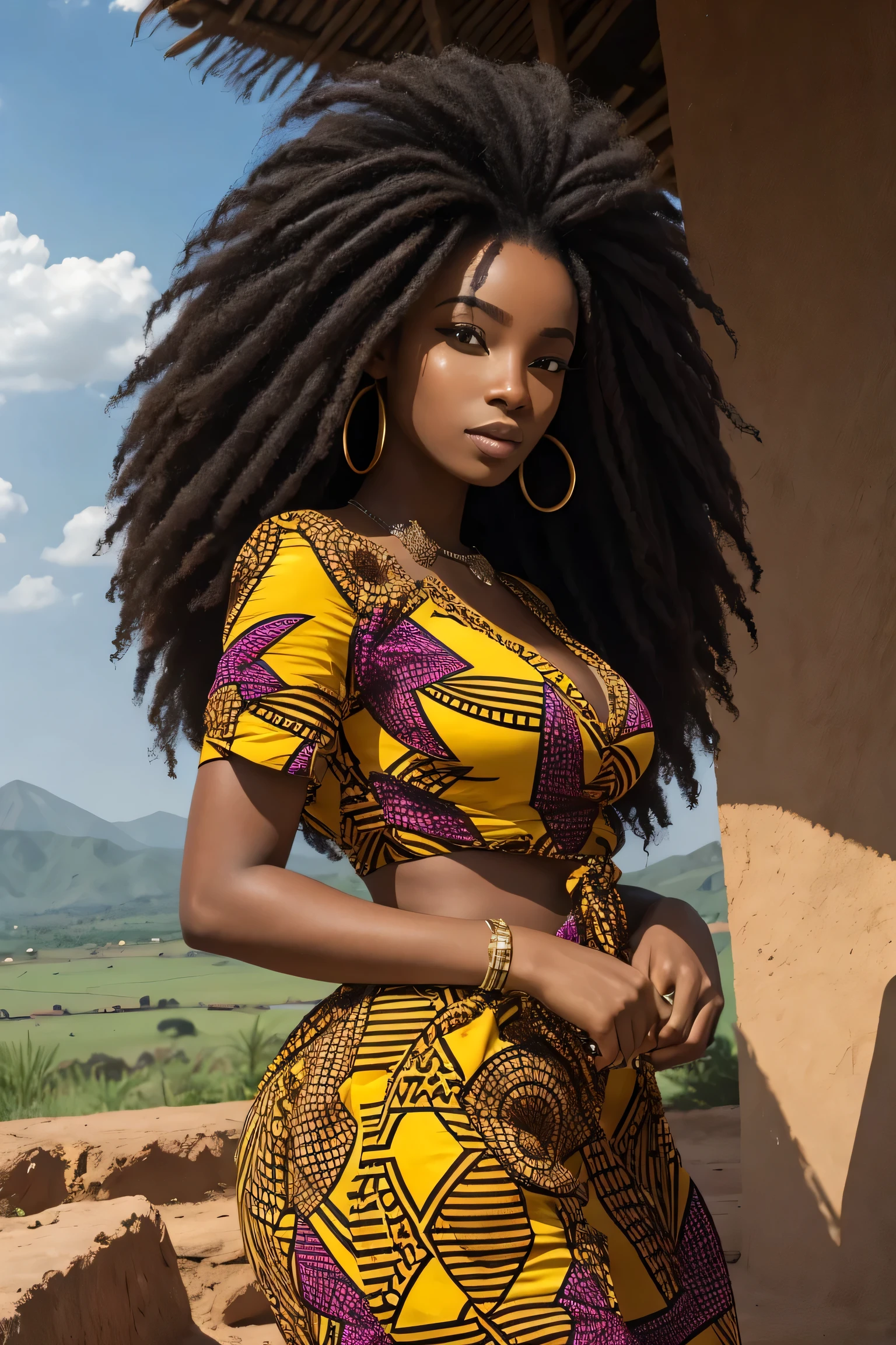 Beautiful african woman with hair