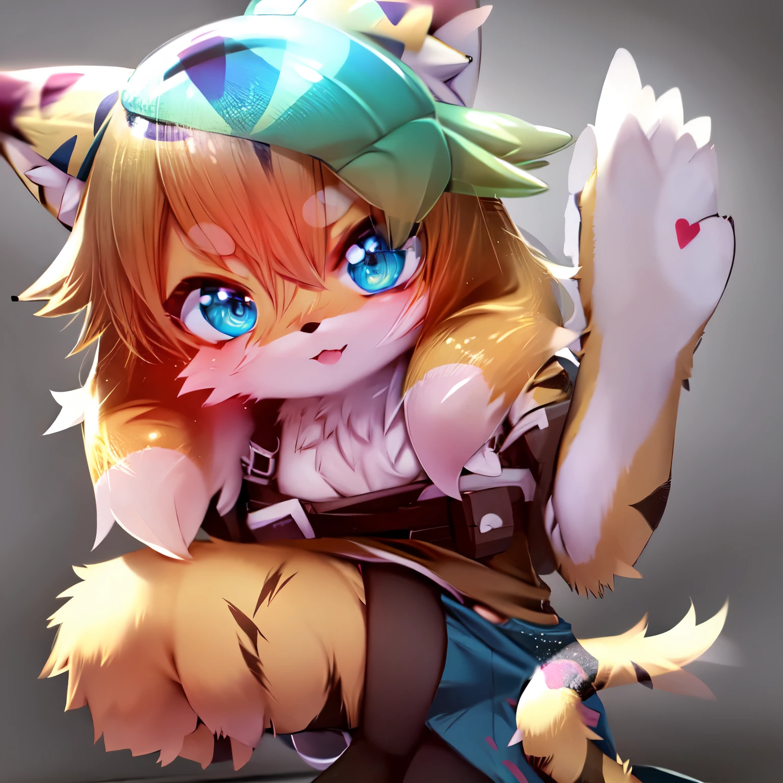 Furry, peinado adorable, paleta de color pastel, especie canina, character design