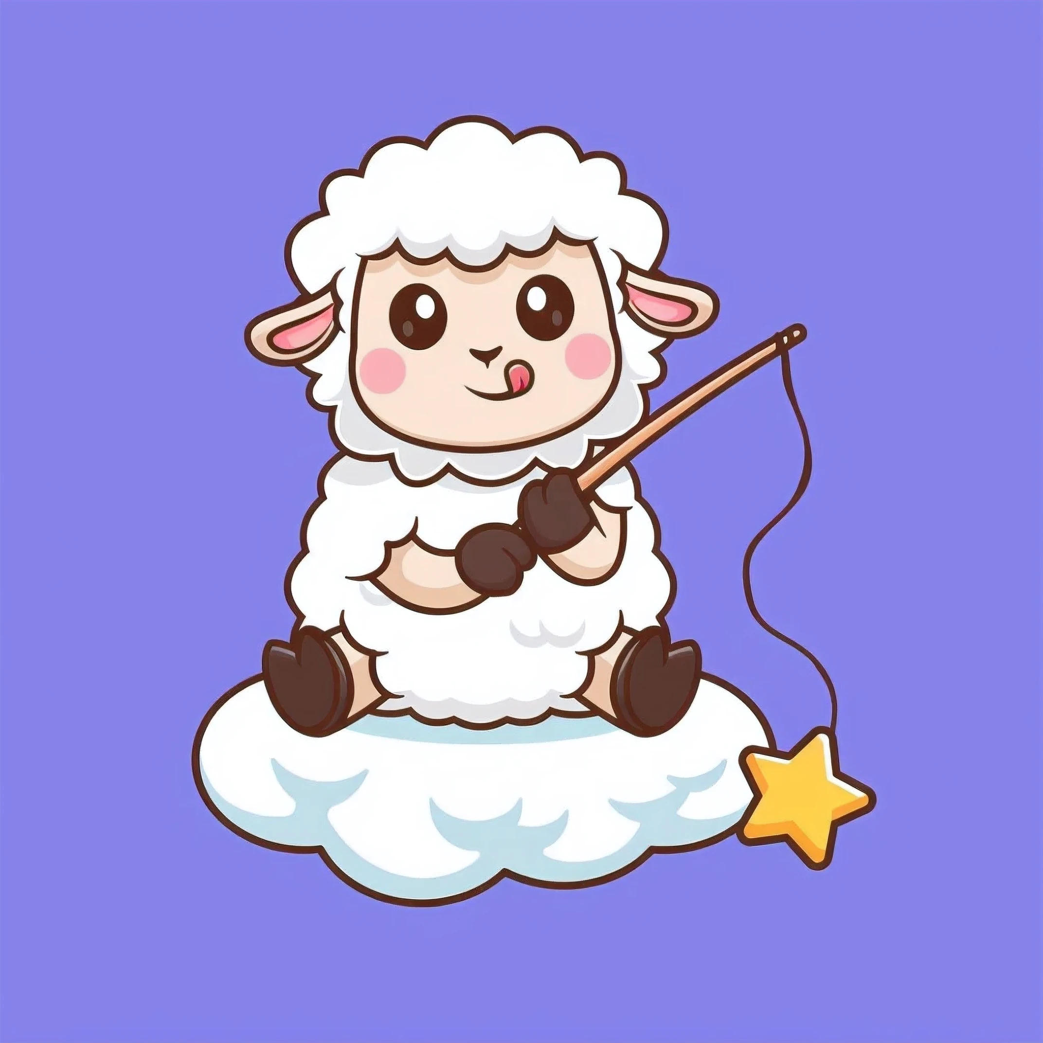 cartoon oveja sitting on a cloud with a fishing rod, oveja, lindo arte digital, sentado en una nube esponjosa, Little Bo Peep, linda obra de arte, lindo arte digital detallado, electric oveja, rainbow oveja like cotton candy, dreaming of electric oveja, cute illustration, Lindo personaje de dibujos animados, ram oveja robot, lindo animal, lindo personaje, vector illustration, lamb wearing a sweater