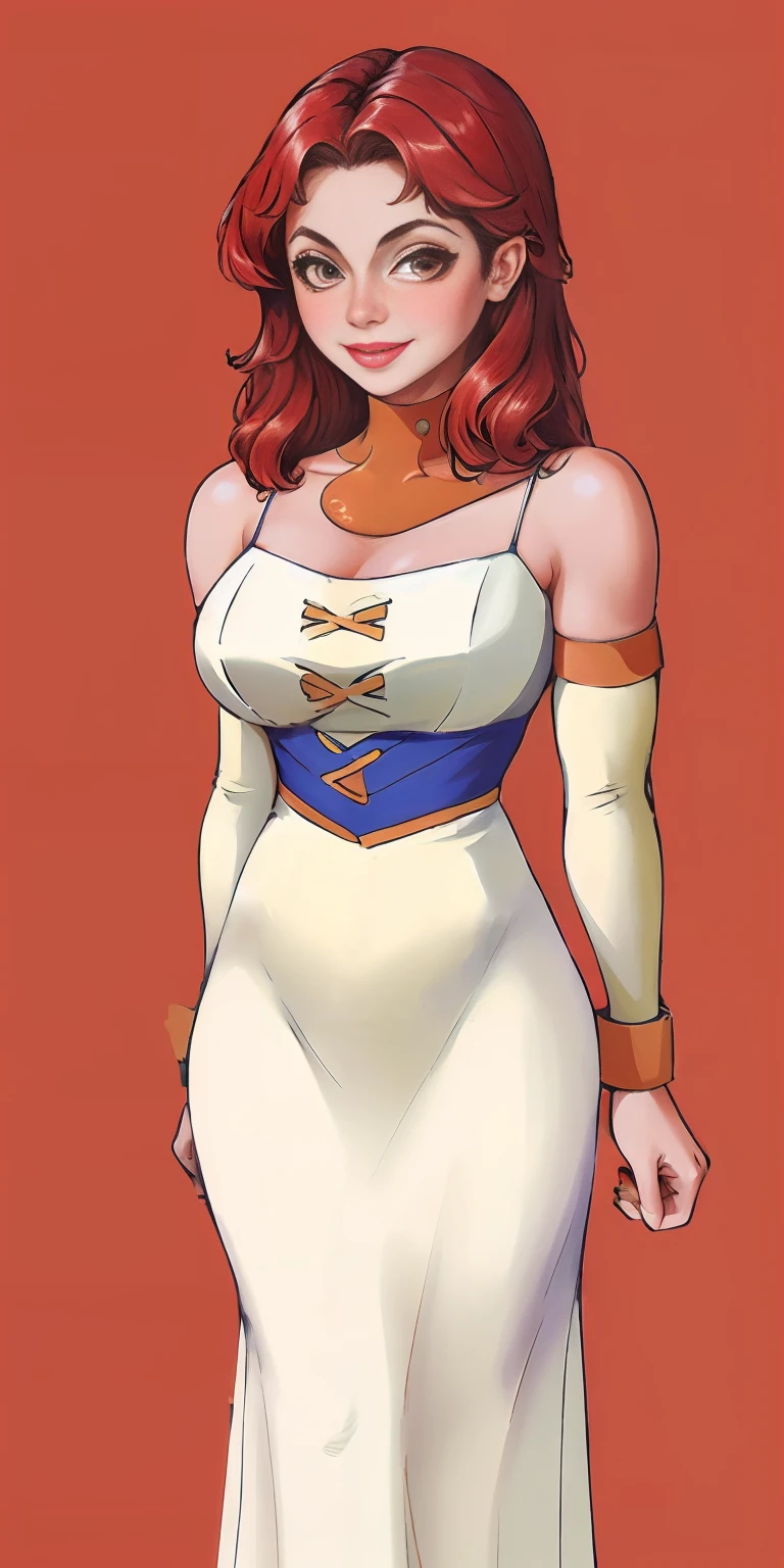 (masterpiece, best quality, 4k, 1girlsolo, 1MILF, mmplatz, smile, red cheeks, plain background:1.2)