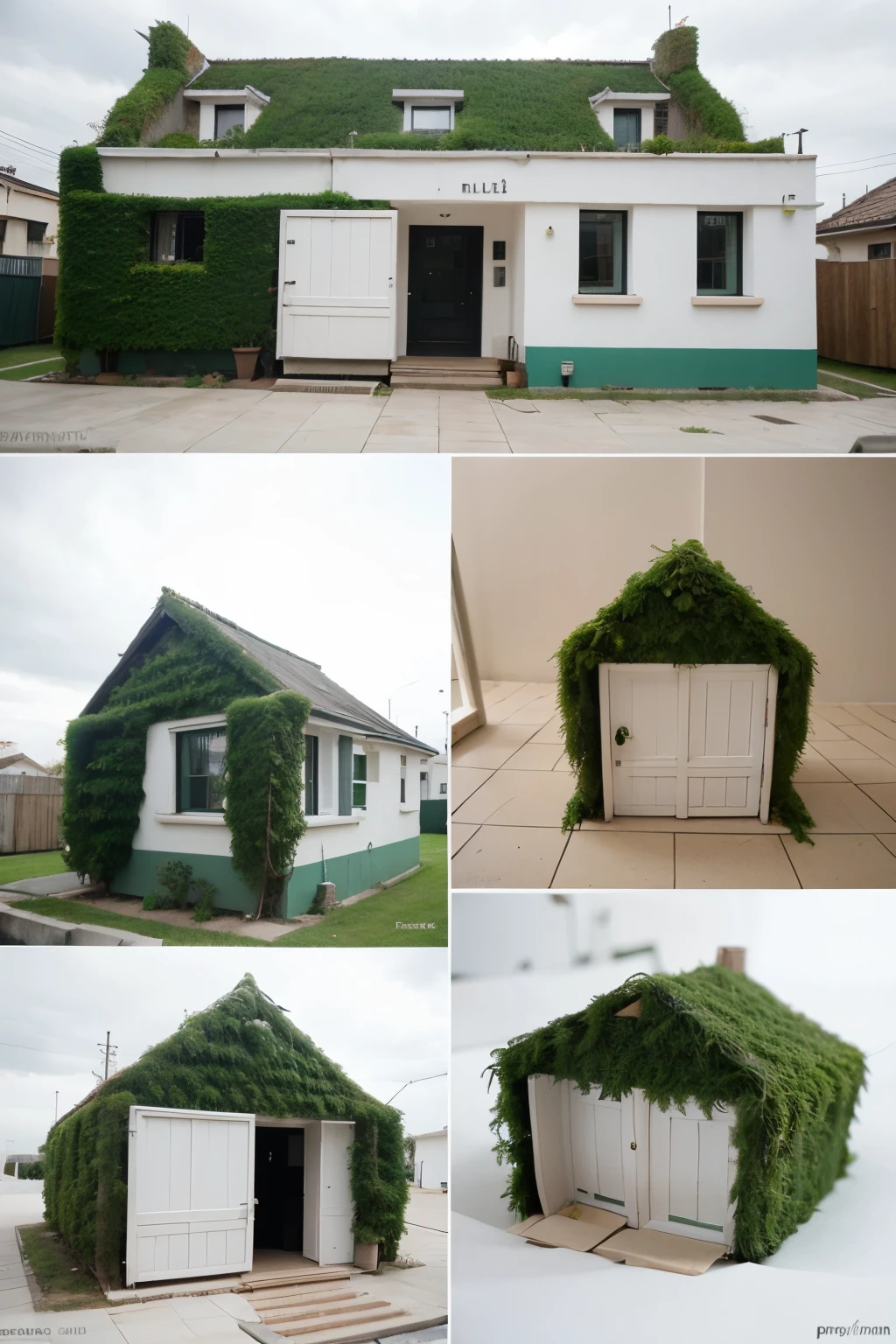 Uma casa de ladrillos verdes con separacion blanca con el nombre de Paper Block