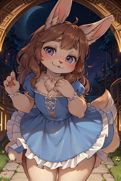 (Renaissance style:1.3) , hairy bunny mom , (realistic hairy bunny fur:1.5) , round face , (tilt face:1.2) , (half-open eyes:1.5) , moist round eyes , Swollen cheeks , Seduction smile , glossy lips , Curly hair , princess dress , Alice in Wonderland , twilight , Adorable gestures , dynamic angle , nag factor , Gently guide , labyrinth , can not stand it any longer