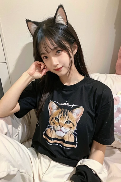 Cat耳の女の子, Cat ears, Cat ears, Cat耳, Cat,Ｔshirt,
