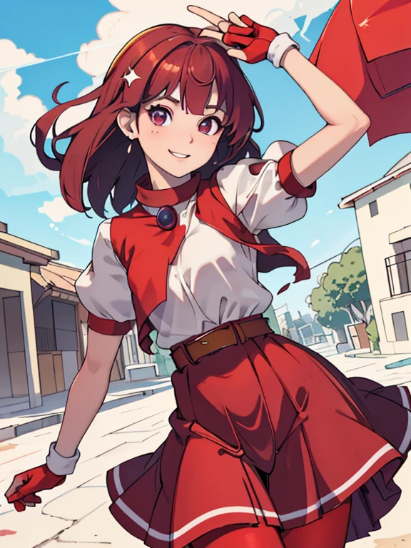 (Cute older sister:1.3)、Long eyelashes、smile,Spring atmosphere、noon、Aggressive、hot、((Strong winds))、Black Pantyhose、Shining Eyes、sneeze、pollen,Big Breasts