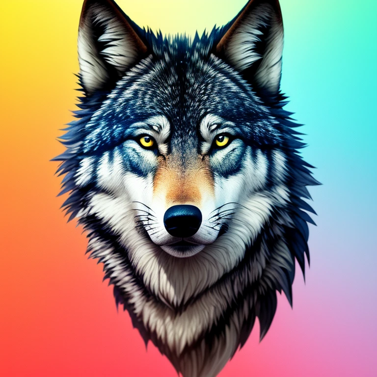 A detailed illustration face wolf, t-shirt design, tree leaves splash, t-shirt design, pastel tetradic colors, 3D vector art, cute and quirky, fantasy art, watercolor effect, bokeh, Adobe Illustrator, hand-drawn, digital painting, low-poly, soft lighting, bird's-eye view, isometric style, retro aesthetic, focused on the character, 4K resolution, photorealistic rendering, using Cinema 4D