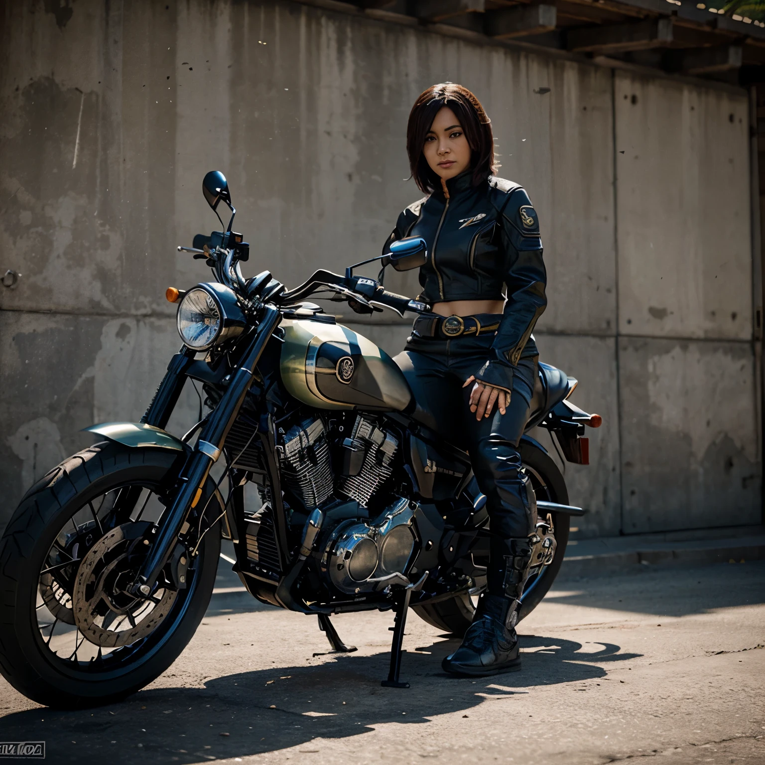 A character that had motorcycle and snake characteristic in it, make in cellshading colour 