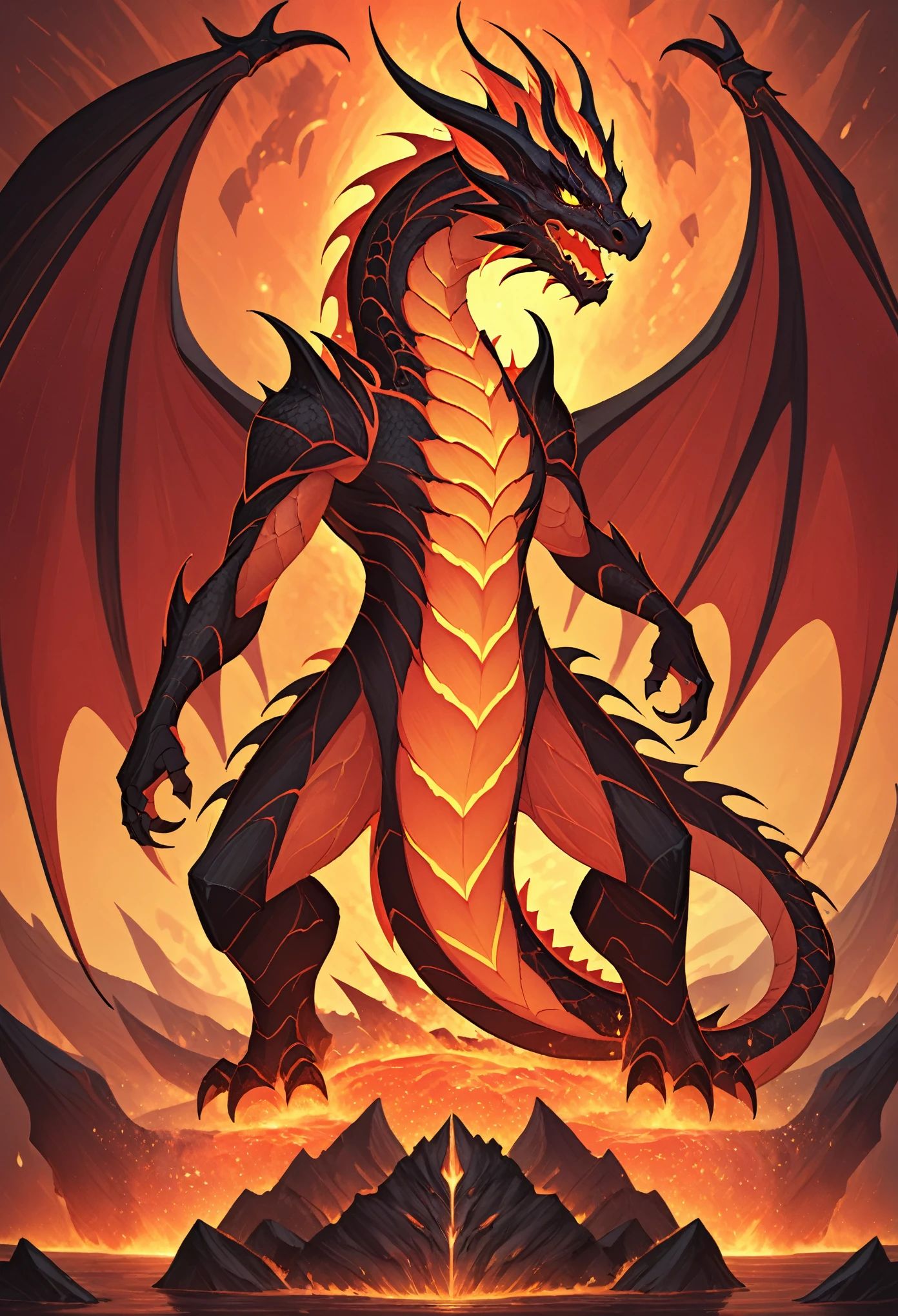 masterpiece, best quality, 4k resolution, lava dragon, fearsome