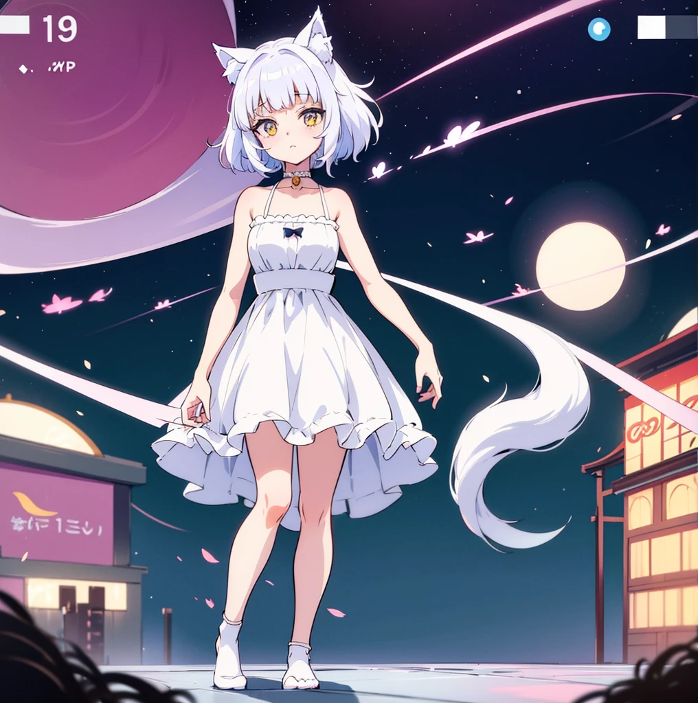 anime girl with cat ears and tail in a white dress, neferpitou, holo is a wolf girl, anime catgirl, white cat girl, cute anime catgirl, seductive anime girl, beautiful anime catgirl, white - haired fox, holo if a wolf girl, wolf ears, attractive cat girl, nyaruko-san, anime moe artstyle