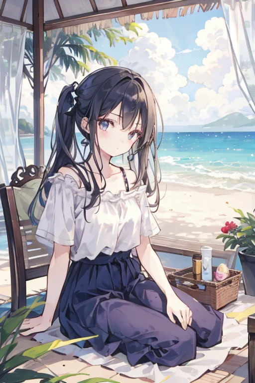 1girl, resort, relaxation, casual theme
