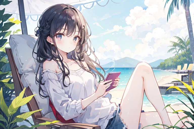 1girl, resort, relaxation, casual theme
