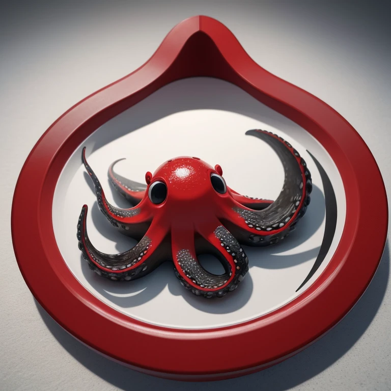 (best quality,4k,8k,highres,masterpiece:1.2),ultra-detailed,(realistic,photorealistic,photo-realistic:1.37),logo,octopus,minimalist,WACKY DESING brand,black,white,red