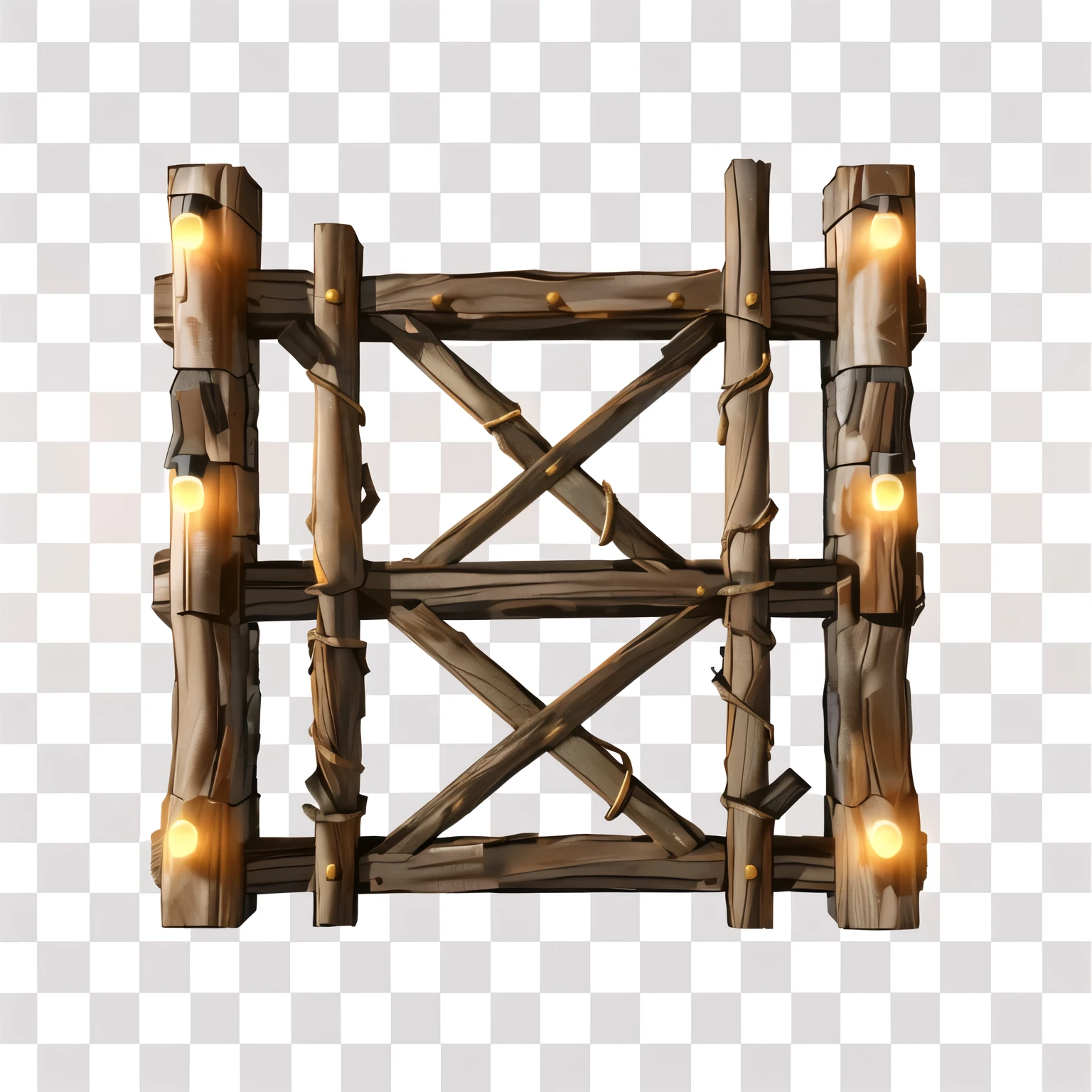 a close up of a madeiraen fence with lights on it, em fundo claro, lighting path traced, highly detailed texture rendering, ativo do jogo, HD—h 1024, textura para 3d, textura para 3 d, madeiraen match sticks 4k texture, light lighting side view, madeira, Objeto de jogo 3D, Alta qualidade de imagem, 3D realista de alta qualidade