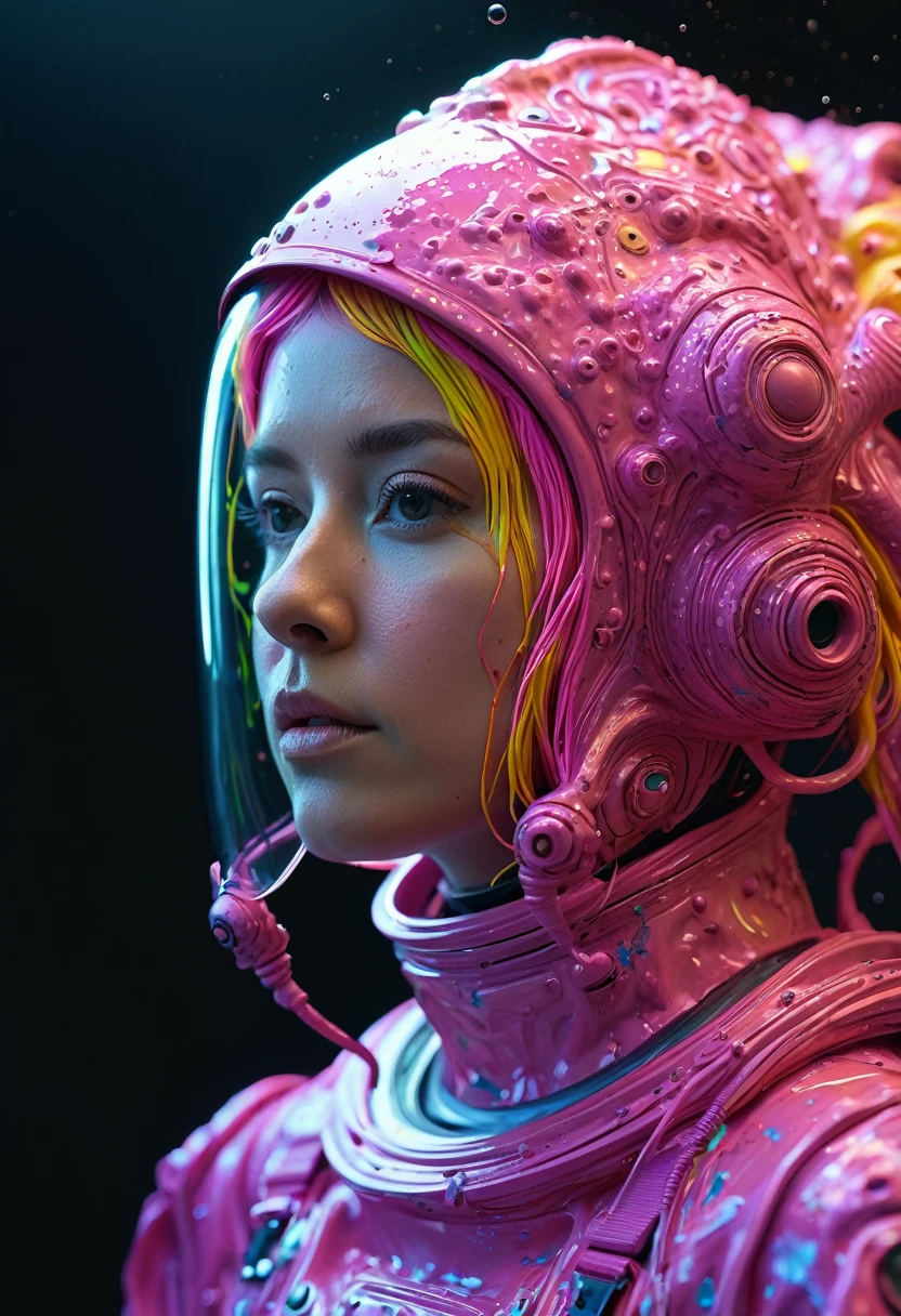 8K, ARTISTIC photogrAphy, best quAlity, mAsterpiece: 1.2), A (potrAit:1.2) ASTRONAUT  pink Cthulhu , full body RAW candid cinema, yellow hair, 16mm, color graded portra 400 film, remarkable color, ultra realistic, sad admosphere, dark lighting, oppressive atmosphere, depressive colors, kodak portra 400, photograph,r, Natural Light,  Pinhead lighgts, blur reflection, Brush Strokes, Smooth, abstract, Splatter, Oil On Canvas, rainbow colors, fractal isometrics details bioluminescens : a stunning realistic photograph of wet bone structure, 3d render, octane render, intricately detailed, titanium decorative headdress, cinematic, trending on artstation | Isometric | Centered