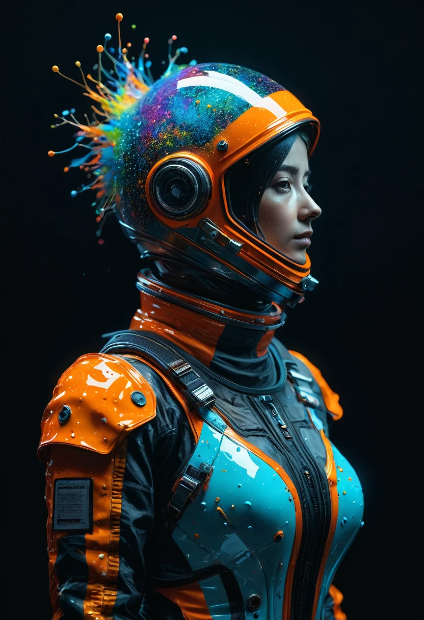 8K, ARTISTIC photogrAphy, best quAlity, mAsterpiece: 1.2), A (potrAit:1.2)  ASTRONAUT  ORANGE, full body RAW candid cinema, cyan hair, 16mm, color graded portra 400 film, remarkable color, ultra realistic, sad admosphere, dark lighting, oppressive atmosphere, depressive colors, kodak portra 400, photograph,r, Natural Light,  Pinhead lighgts, blur reflection, Brush Strokes, Smooth, abstract, Splatter, Oil On Canvas, rainbow colors, fractal isometrics details bioluminescens : a stunning realistic photograph of wet bone structure, 3d render, octane render, intricately detailed, titanium decorative headdress, cinematic, trending on artstation | Isometric | Centered